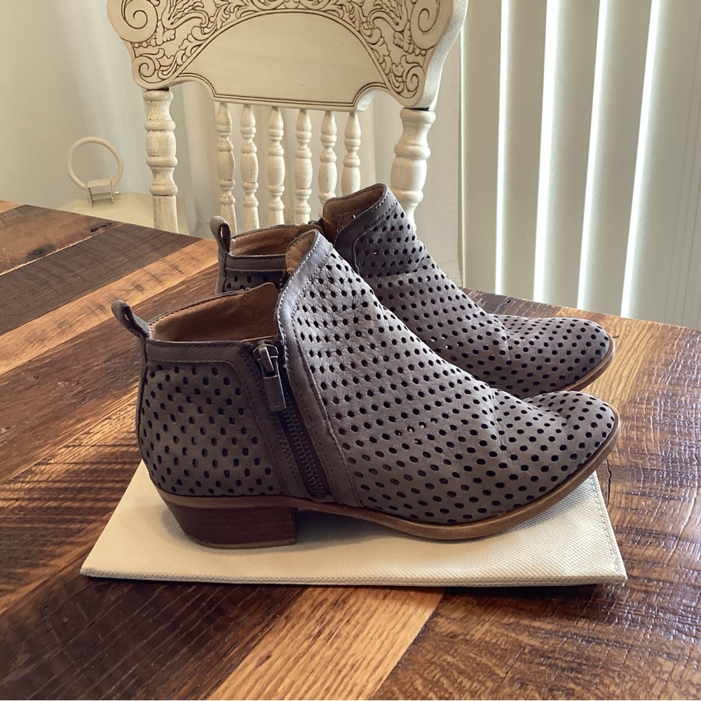 Lucky Brand Gray Perforated Ankle Boots